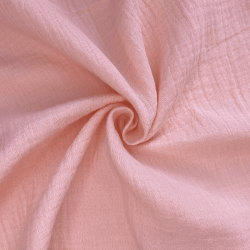 Ткань Муслин Жатый, цвет Нежно-Розовый (на отрез)  в 